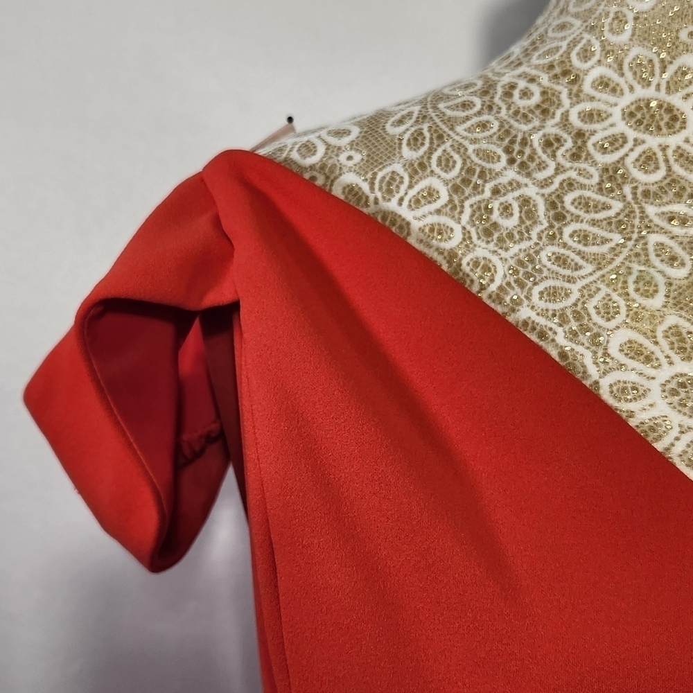 ABS Allen Schwartz Dress Gown Evening Red Deep V-Neck Knit Sleeveless Plus 24 - Picture 4 of 14